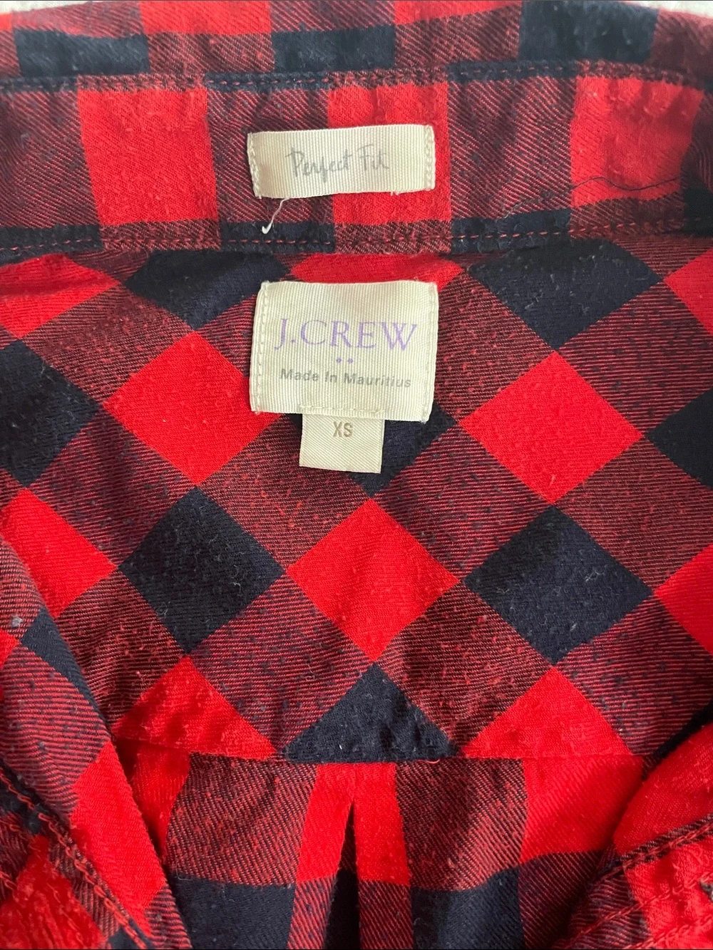 J. Crew Red and Navy Buffalo Plaid Button-Up